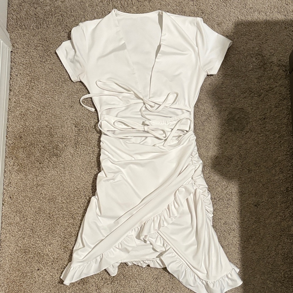 SHEIN White Asymmetrical Wrap Dress